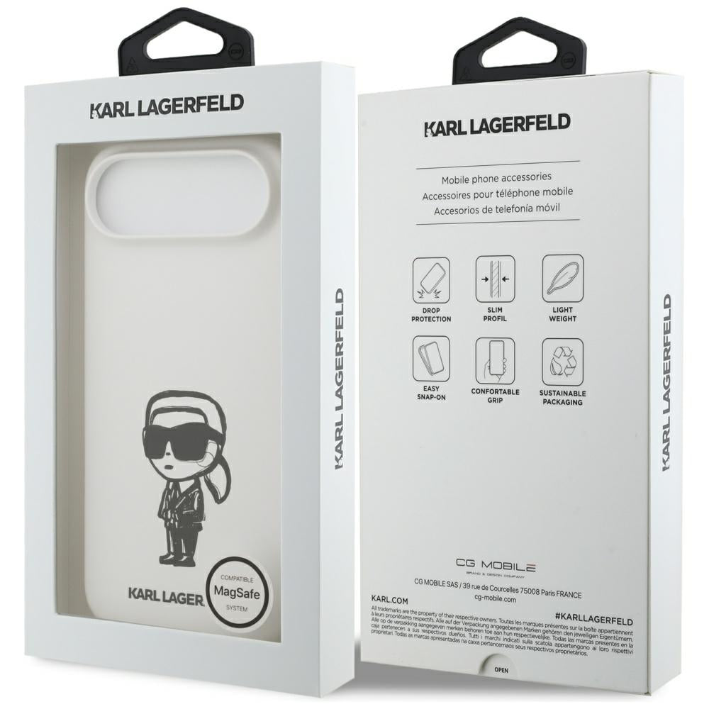 Custodia per Apple iPhone 17 Air, Karl Lagerfeld, Sketch and Logo Karl, Bianca