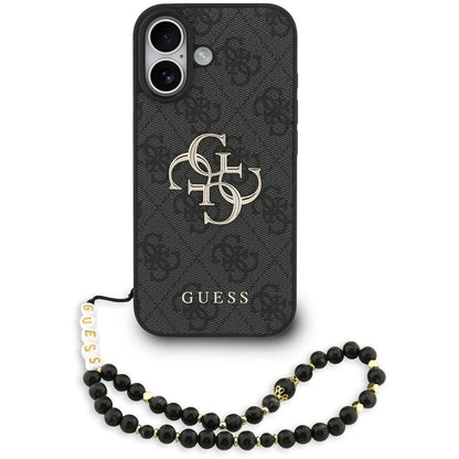 Case for Apple iPhone 17, Guess, 4G Classic Logo with Strap, Black