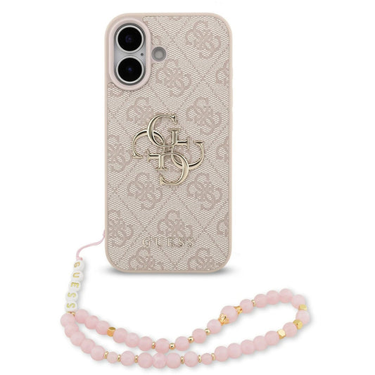 Custodia per Apple iPhone 17, Guess, 4G Classic Logo con Cinturino, Rosa