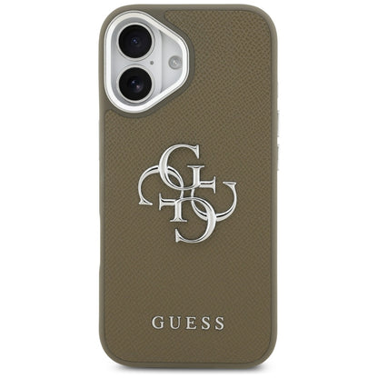 Custodia per Apple iPhone 17, Guess, 4G Grained Big And Classic Logo, Marrone Argentato