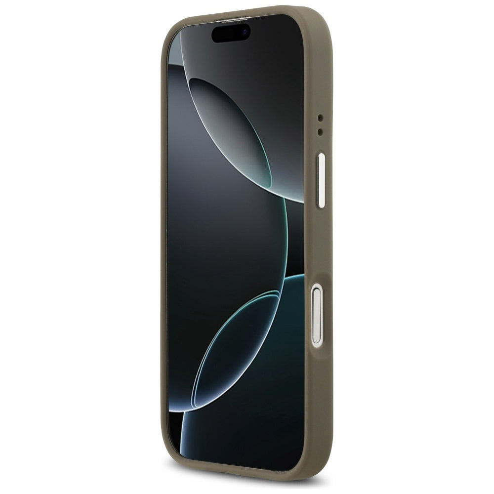 Custodia per Apple iPhone 17, Guess, 4G Grained Big And Classic Logo, Marrone Argentato