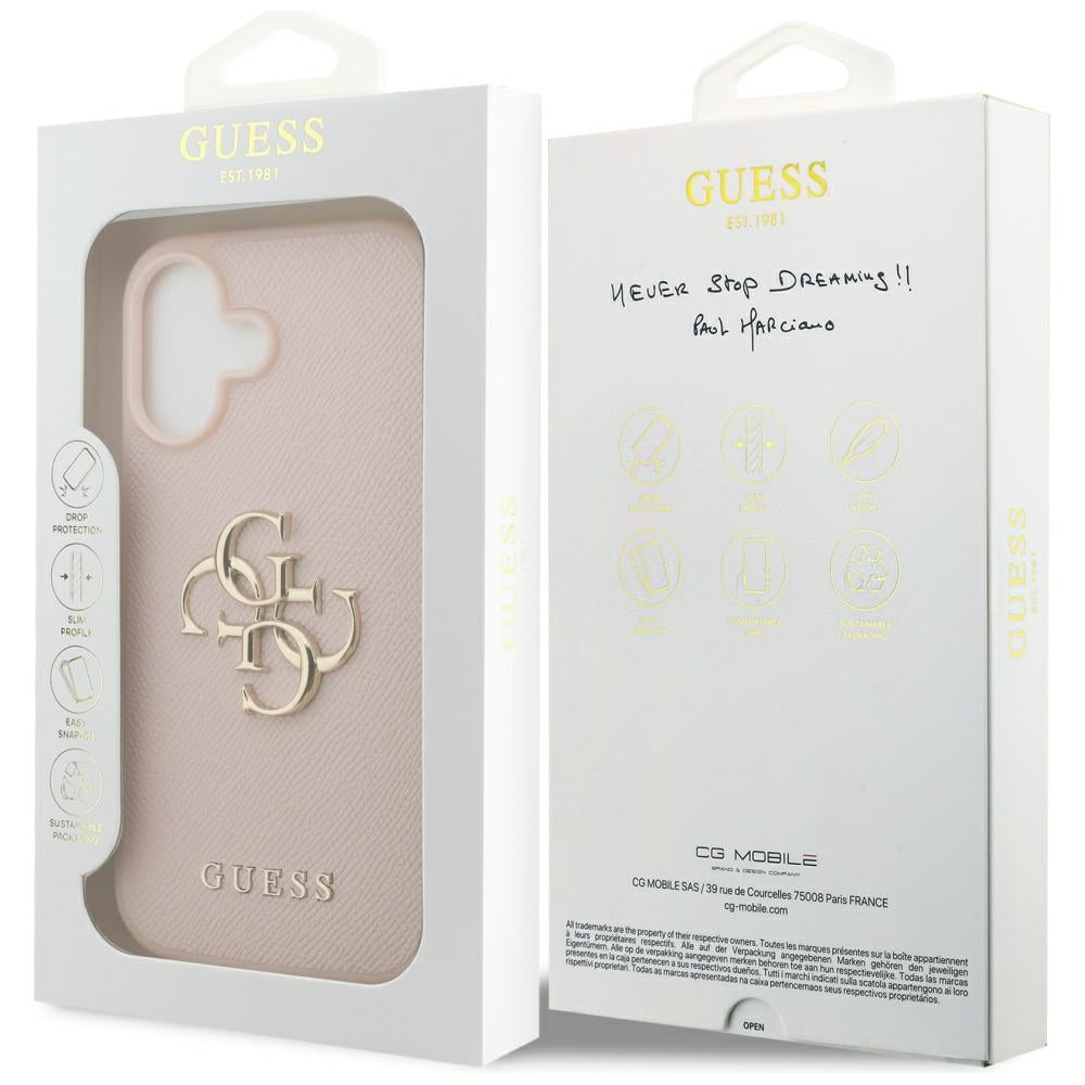 Custodia per Apple iPhone 17, Guess, 4G Grained Big and Classic Logo, Rosa