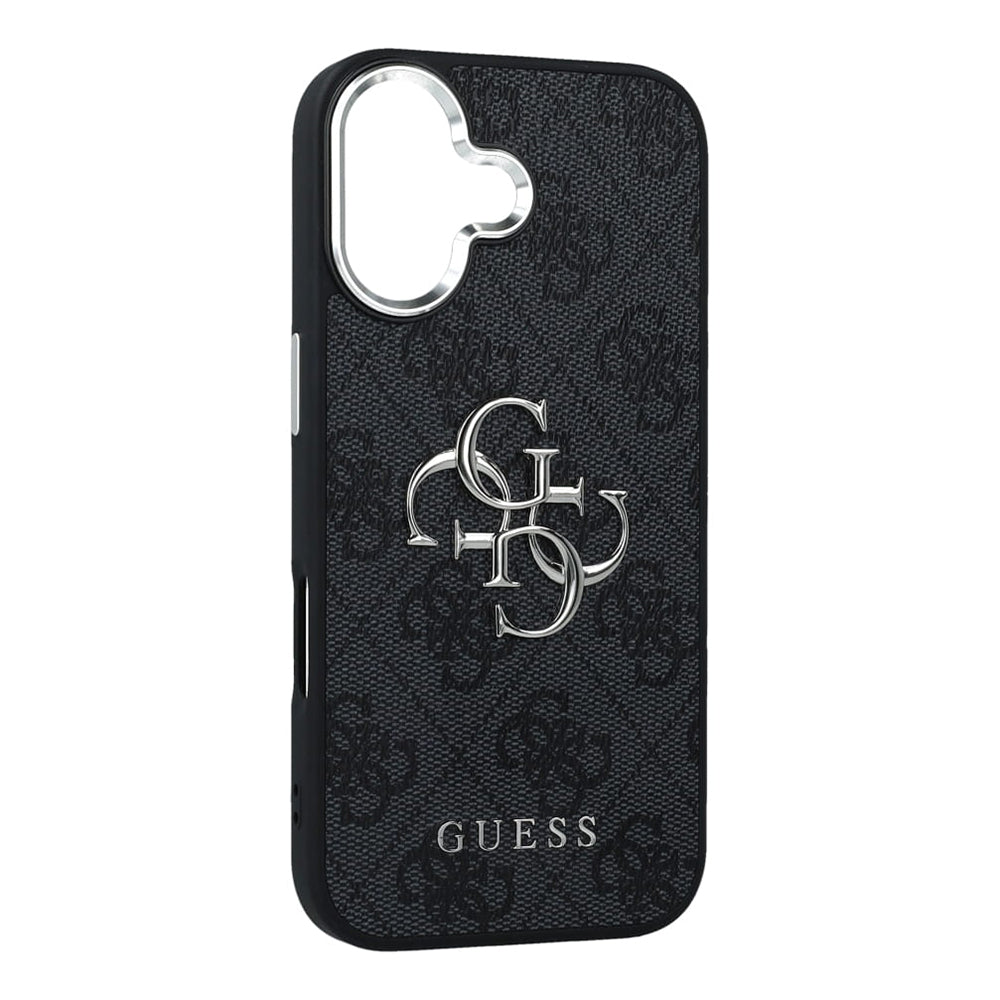 Custodia per Apple iPhone 17, Guess, Big 4G Logo Classic, Nera Argentata