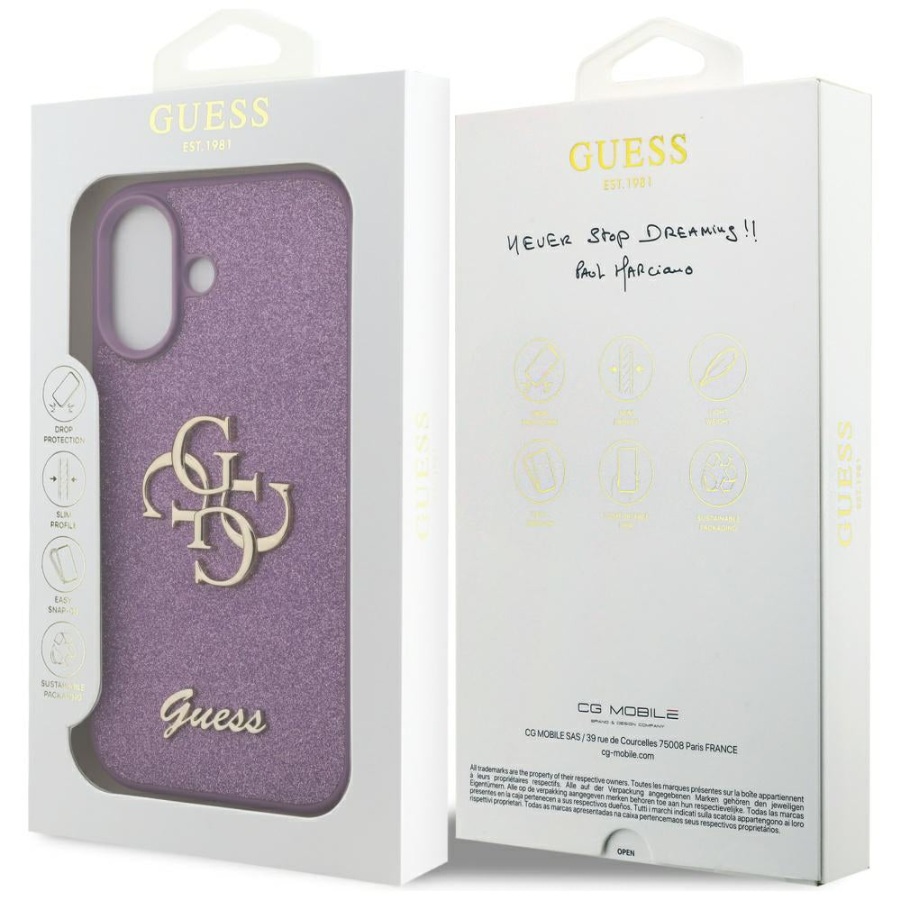 Custodia per Apple iPhone 17, Guess, Fixed Glitter Big 4G, Viola