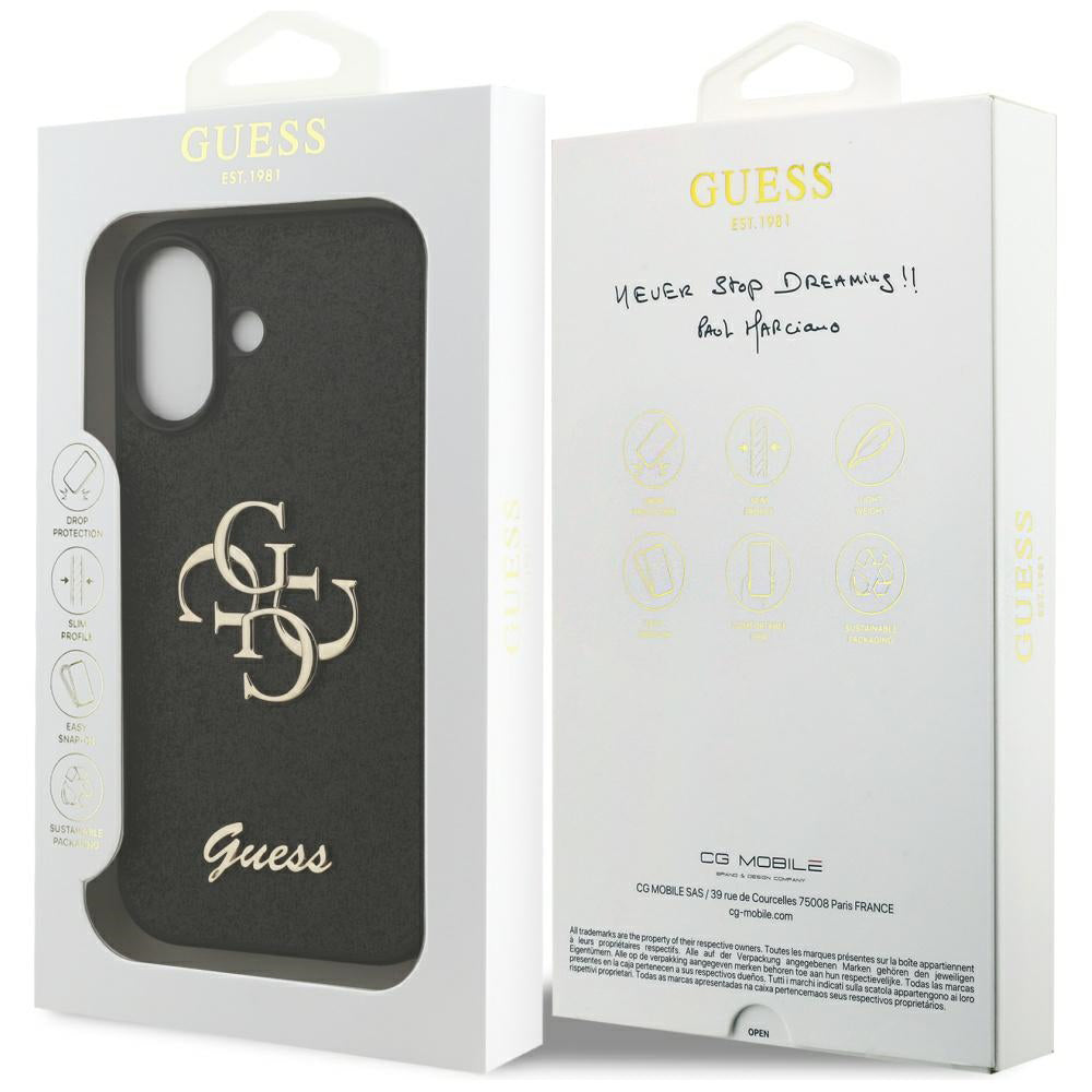 Custodia per Apple iPhone 17, Guess, Fixed Glitter Big 4G, Nera