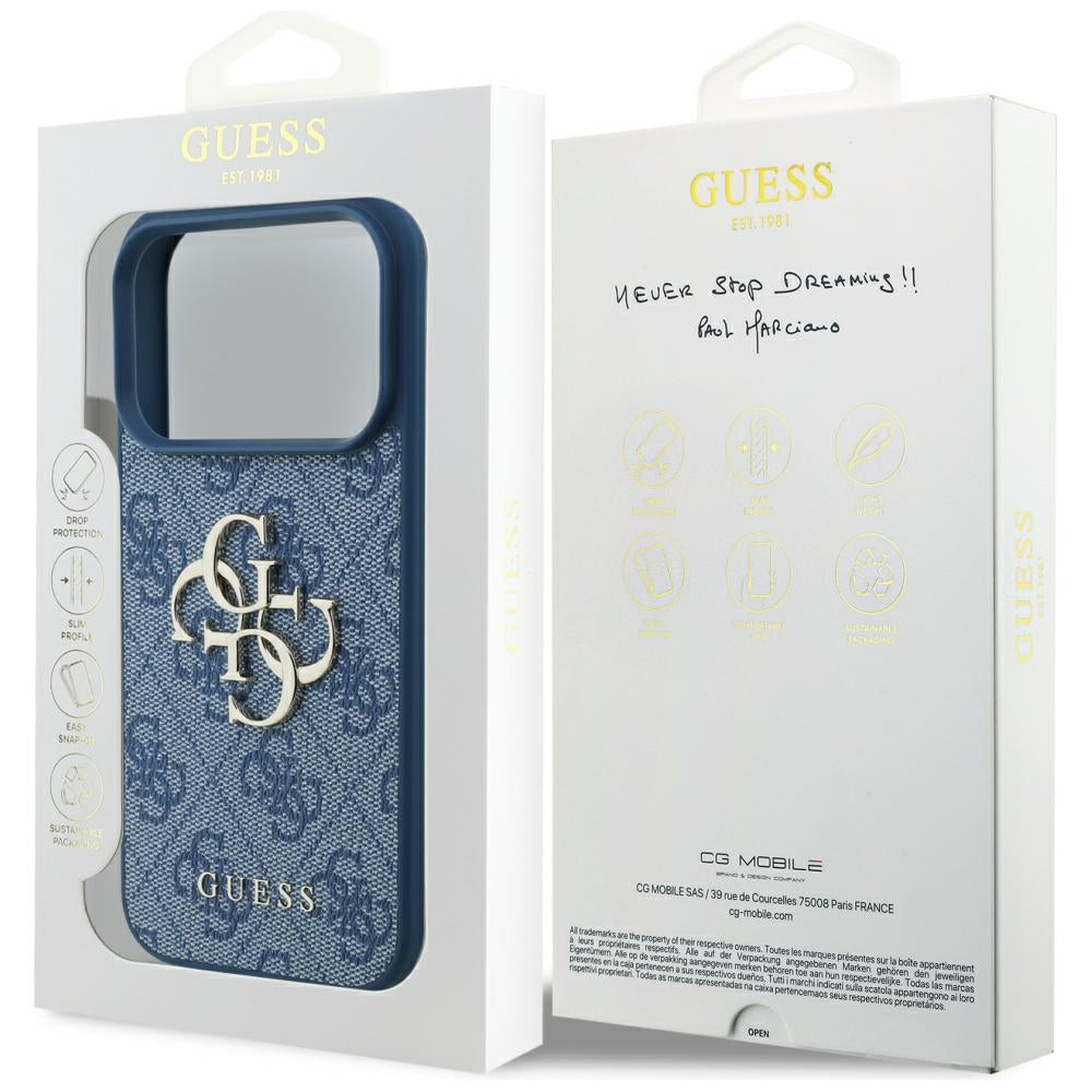 Custodia per Apple iPhone 17 Pro, Guess, 4G Big Logo, Blu
