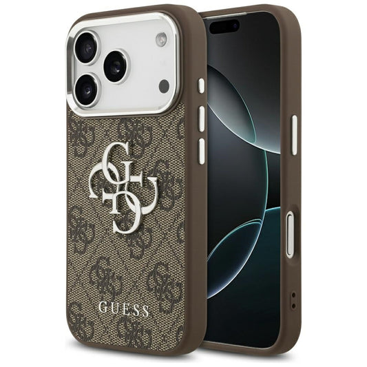 Custodia per Apple iPhone 17 Pro, Guess, Big 4G Logo Classic, Marrone Argentato