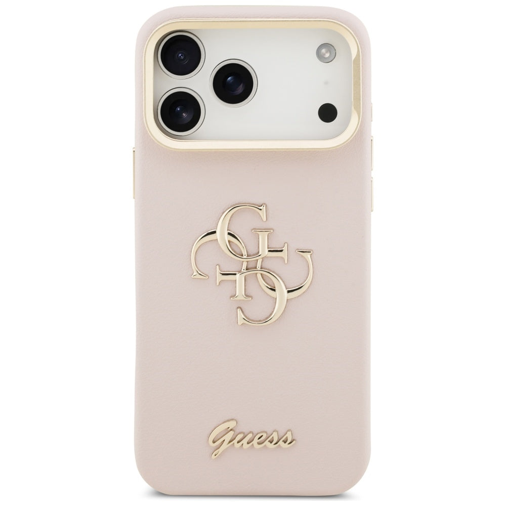 Custodia per Apple iPhone 17 Pro, Guess, Grained Big 4G Stand Camera, Rosa
