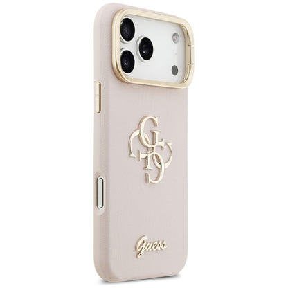 Custodia per Apple iPhone 17 Pro, Guess, Grained Big 4G Stand Camera, Rosa