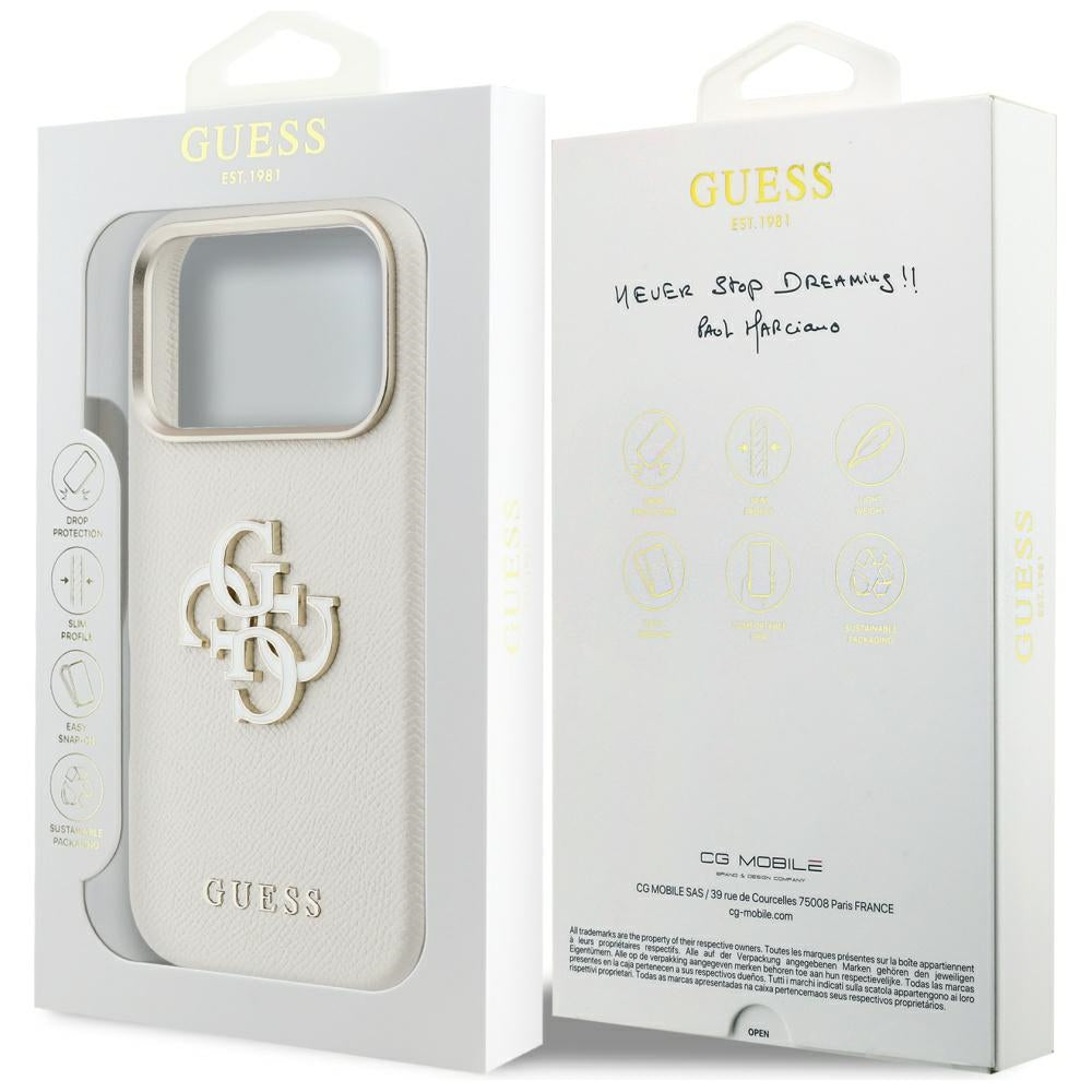 Custodia per Apple iPhone 17 Pro, Guess, Resin Logo, Beige