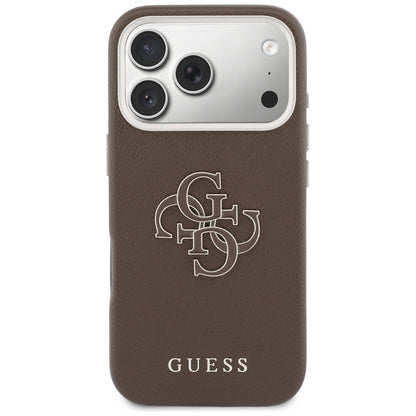 Custodia per Apple iPhone 17 Pro, GUESS, Resin Logo, Marrone