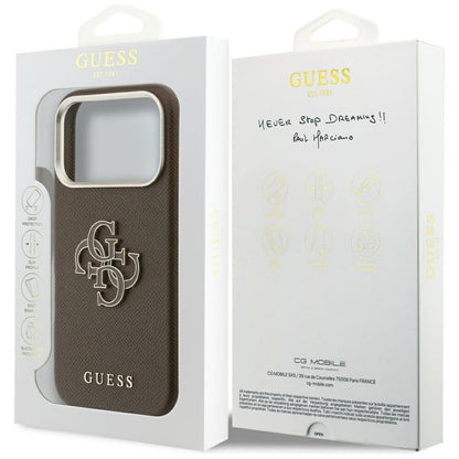 Custodia per Apple iPhone 17 Pro, GUESS, Resin Logo, Marrone