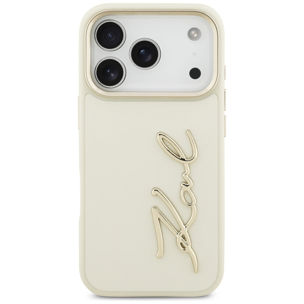Custodia per Apple iPhone 17 Pro, Karl Lagerfeld, Script Logo, Beige