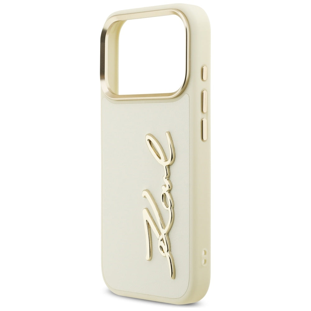 Custodia per Apple iPhone 17 Pro, Karl Lagerfeld, Script Logo, Beige