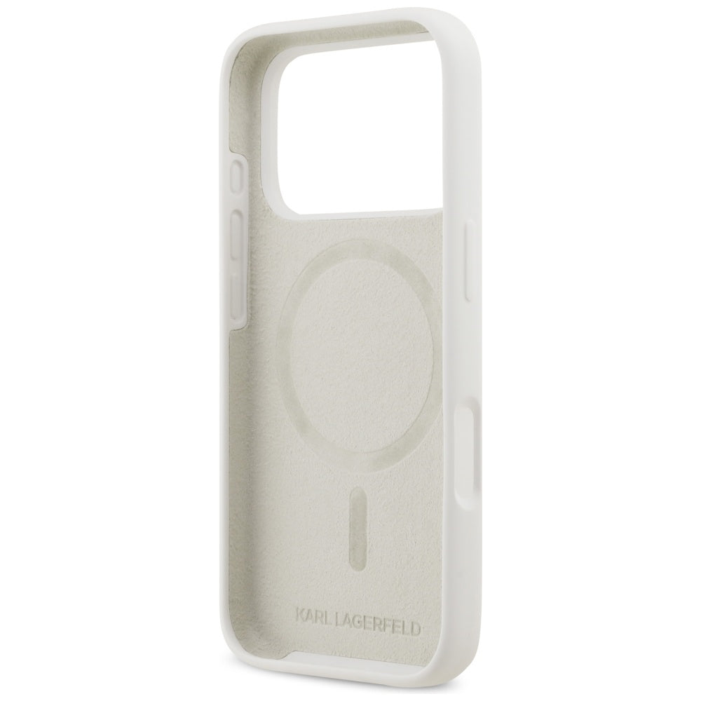 Custodia per Apple iPhone 17 Pro, Karl Lagerfeld, Sketch and Logo Karl & Choupette, Bianca