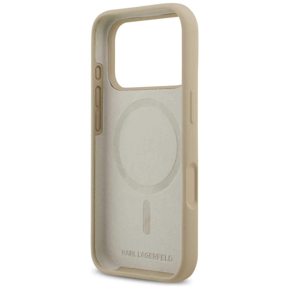 Custodia per Apple iPhone 17 Pro, Karl Lagerfeld, Sketch and Logo Karl, Marrone