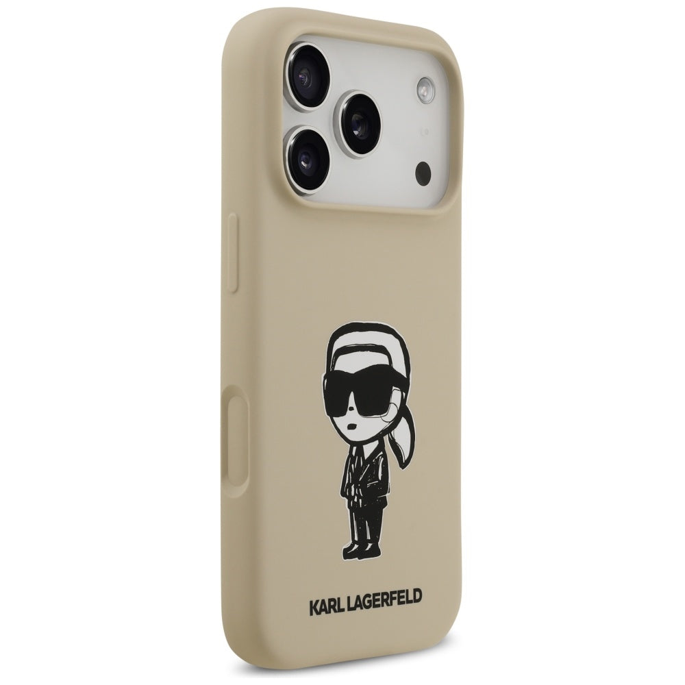 Custodia per Apple iPhone 17 Pro, Karl Lagerfeld, Sketch and Logo Karl, Marrone