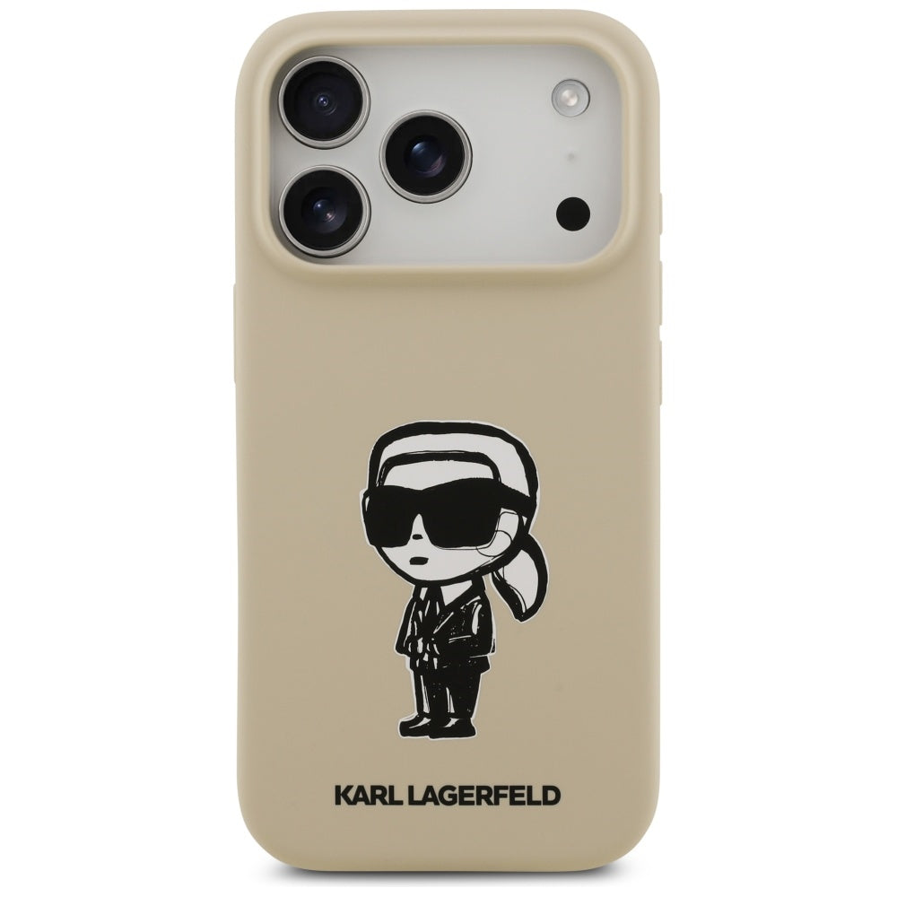 Custodia per Apple iPhone 17 Pro, Karl Lagerfeld, Sketch and Logo Karl, Marrone
