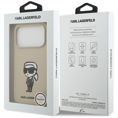 Custodia per Apple iPhone 17 Pro, Karl Lagerfeld, Sketch and Logo Karl, Marrone