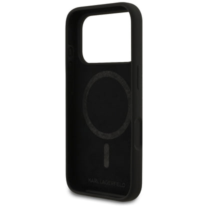 Custodia per Apple iPhone 17 Pro, Karl Lagerfeld, Sketch and Logo Karl, Nera