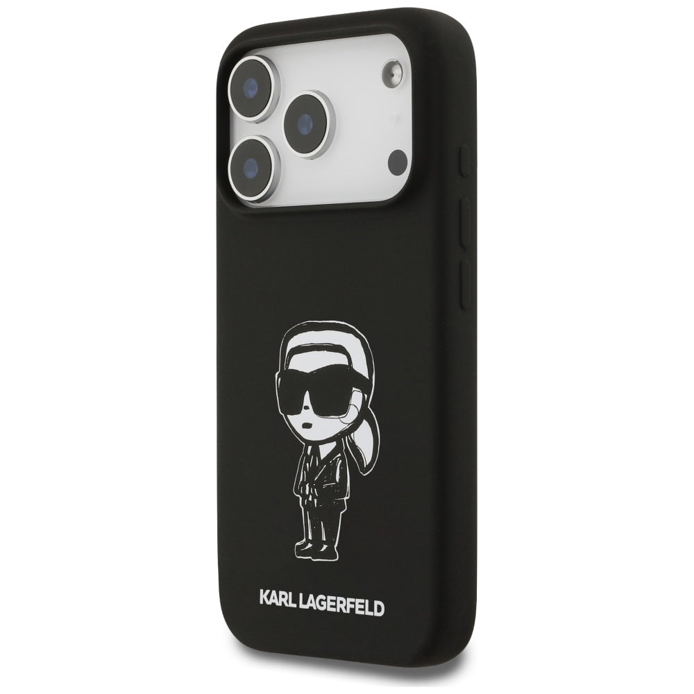 Custodia per Apple iPhone 17 Pro, Karl Lagerfeld, Sketch and Logo Karl, Nera