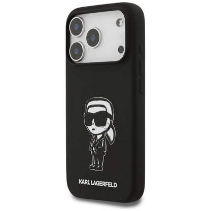 Custodia per Apple iPhone 17 Pro, Karl Lagerfeld, Sketch and Logo Karl, Nera