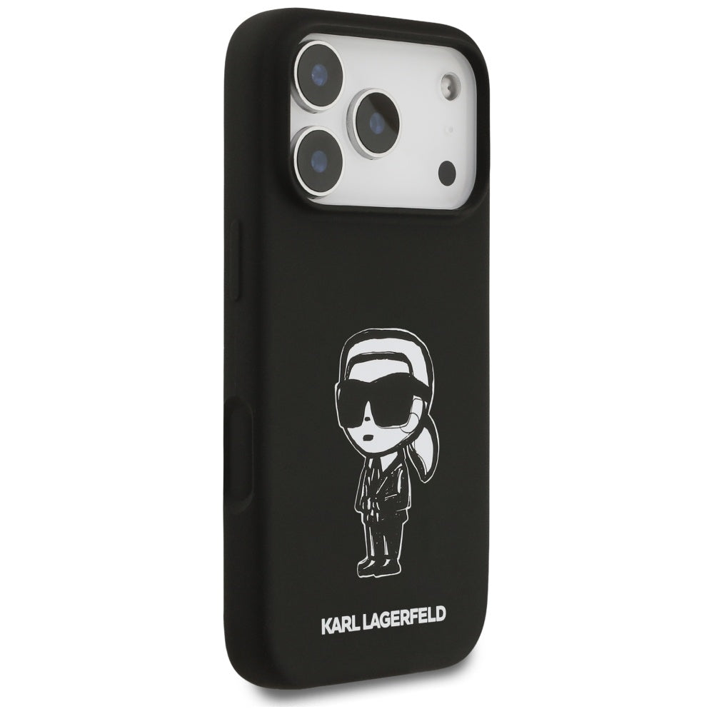 Custodia per Apple iPhone 17 Pro, Karl Lagerfeld, Sketch and Logo Karl, Nera