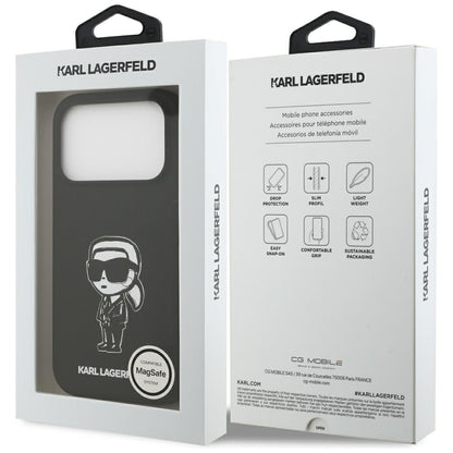Custodia per Apple iPhone 17 Pro, Karl Lagerfeld, Sketch and Logo Karl, Nera