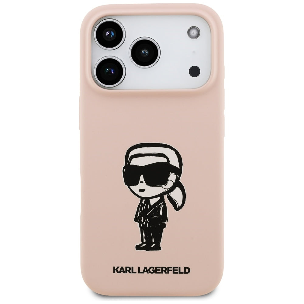 Custodia per Apple iPhone 17 Pro, Karl Lagerfeld, Sketch and Logo Karl, Rosa