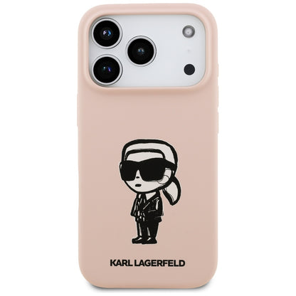 Custodia per Apple iPhone 17 Pro, Karl Lagerfeld, Sketch and Logo Karl, Rosa