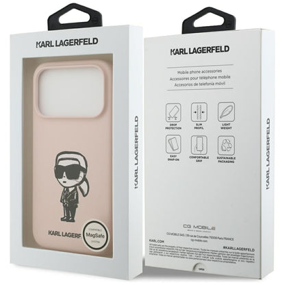 Custodia per Apple iPhone 17 Pro, Karl Lagerfeld, Sketch and Logo Karl, Rosa