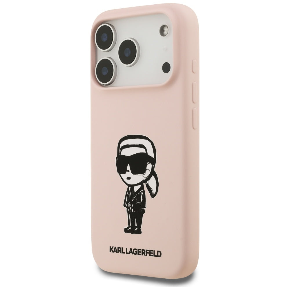 Custodia per Apple iPhone 17 Pro, Karl Lagerfeld, Sketch and Logo Karl, Rosa