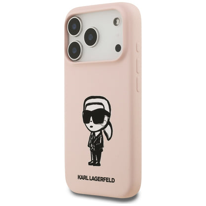 Custodia per Apple iPhone 17 Pro, Karl Lagerfeld, Sketch and Logo Karl, Rosa