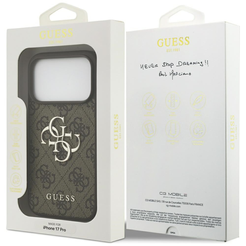 Custodia per Apple iPhone 17 Pro Max, Guess, 4G Big Logo, Marrone