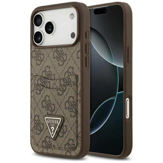 Custodia per Apple iPhone 17 Pro Max, Guess, 4G Double Card Triangle, Marrone