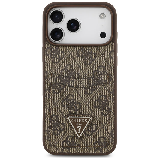 Custodia per Apple iPhone 17 Pro Max, Guess, 4G Double Card Triangle, Marrone