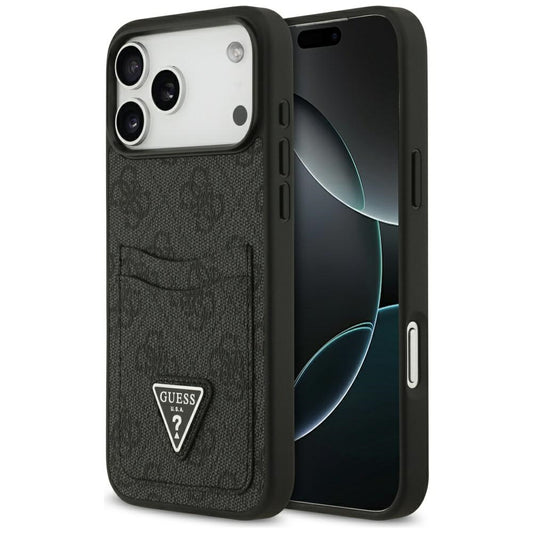 Custodia per Apple iPhone 17 Pro Max, Guess, 4G Double Card Triangle, Nera