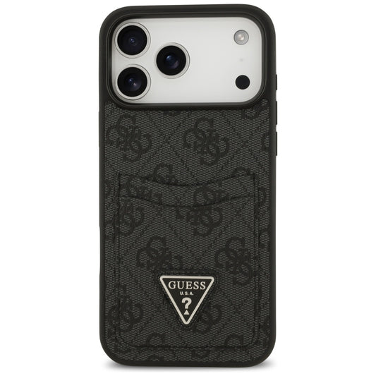 Custodia per Apple iPhone 17 Pro Max, Guess, 4G Double Card Triangle, Nera