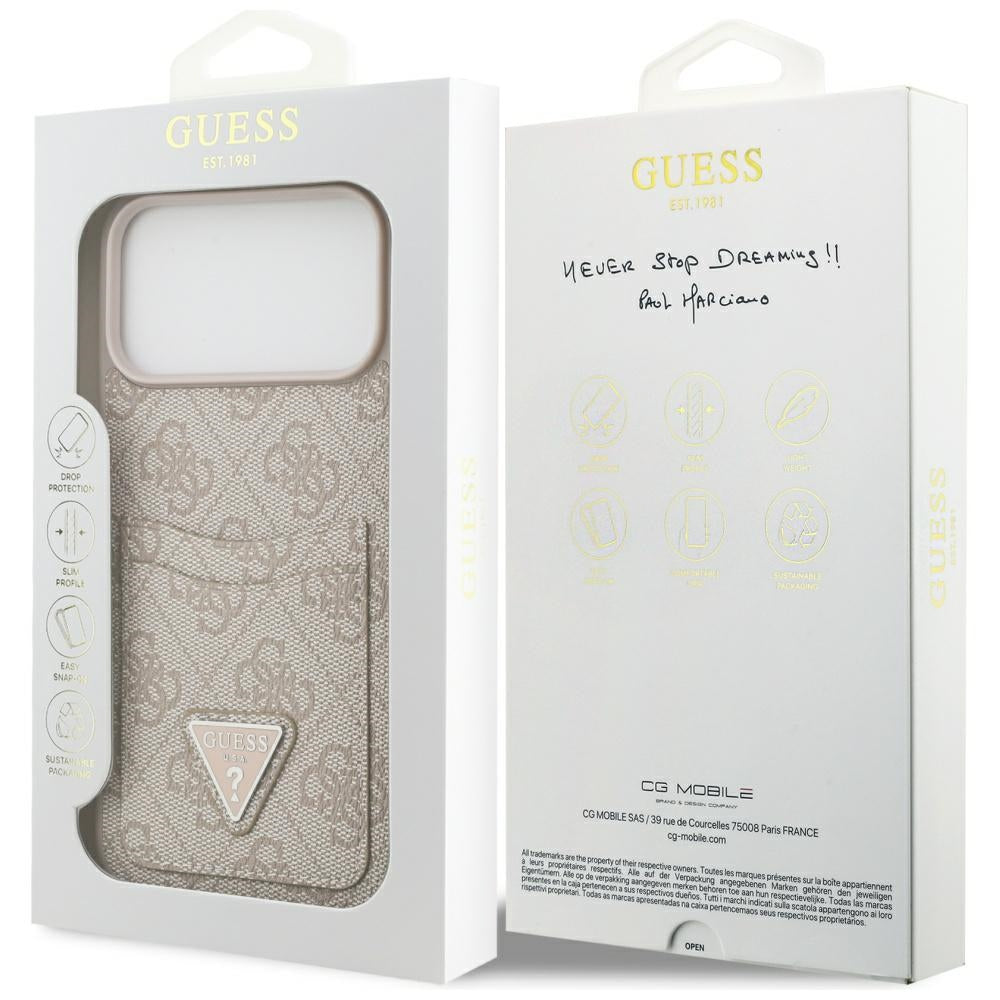 Custodia per Apple iPhone 17 Pro Max, Guess, 4G Double Card Triangle, Rosa