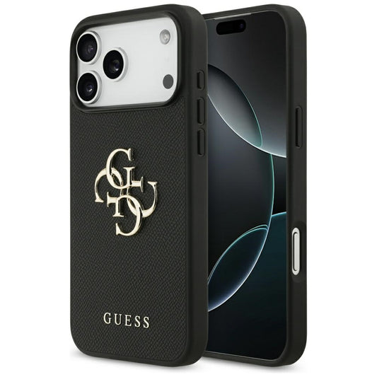 Custodia per Apple iPhone 17 Pro Max, Guess, 4G Grained Big and Classic Logo, Nera