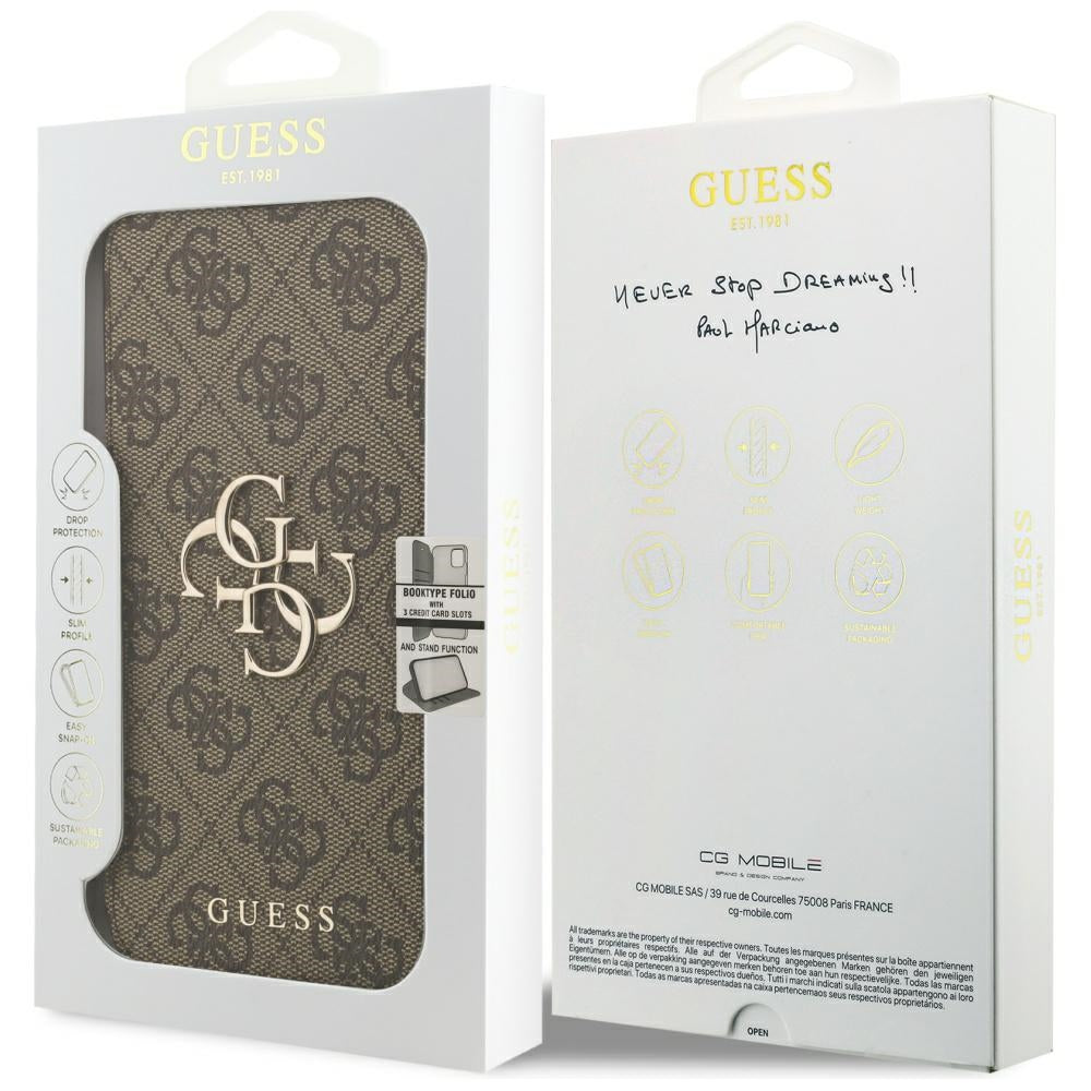 Custodia per Apple iPhone 17 Pro Max, Guess, 4G Metal Logo, Marrone