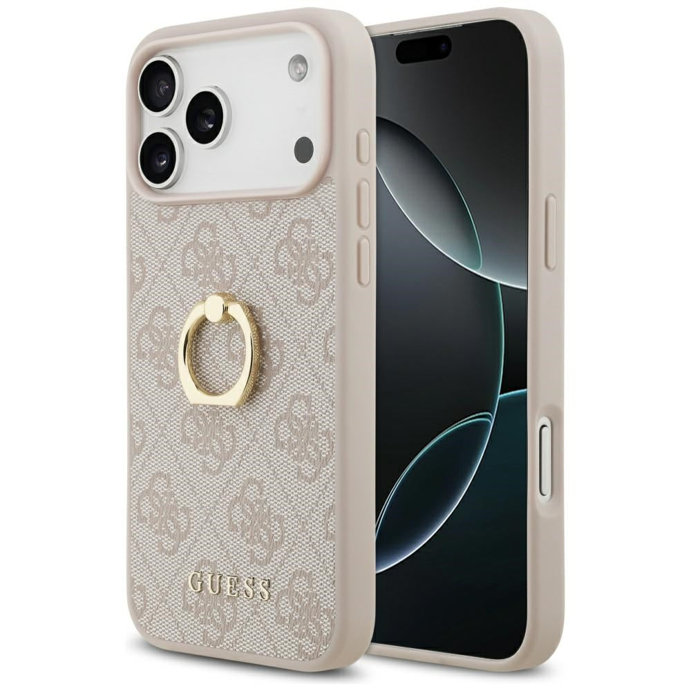 Custodia per Apple iPhone 17 Pro Max, Guess, 4G Ring Stand, Marrone