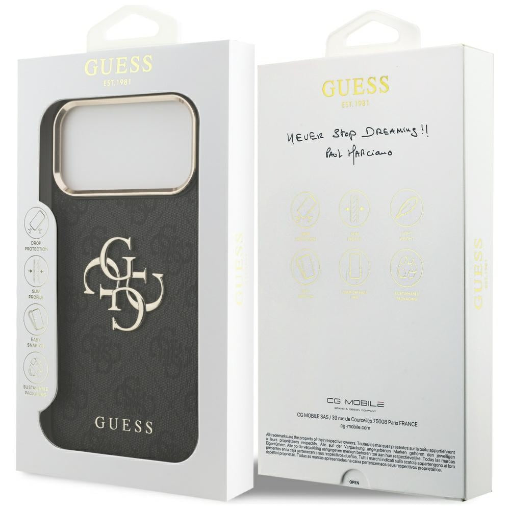 Custodia per Apple iPhone 17 Pro Max, Guess, Big 4G Logo Classic, Nera Dorata