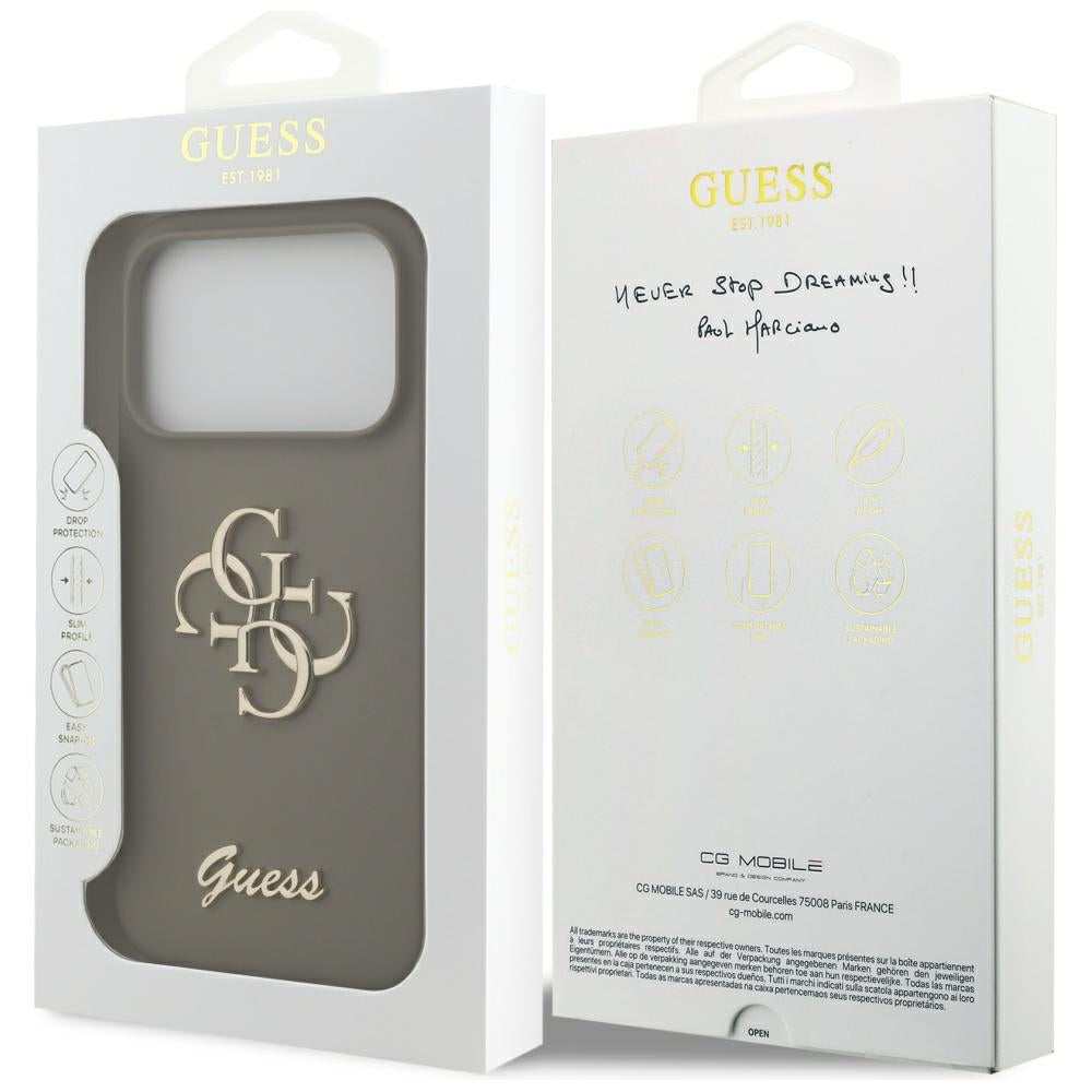 Custodia per Apple iPhone 17 Pro Max, Guess, Big 4G Script, Marrone