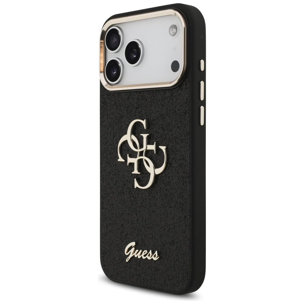 Custodia per Apple iPhone 17 Pro Max, Guess, Fixed Glitter Big 4G Metal Frame, Nera