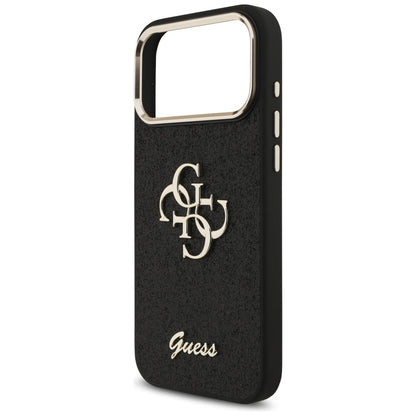 Custodia per Apple iPhone 17 Pro Max, Guess, Fixed Glitter Big 4G Metal Frame, Nera