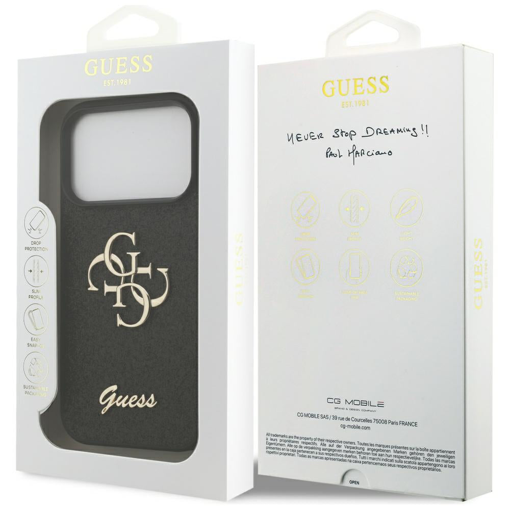 Custodia per Apple iPhone 17 Pro Max, Guess, Fixed Glitter Big 4G, Nera