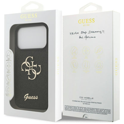 Custodia per Apple iPhone 17 Pro Max, Guess, Fixed Glitter Big 4G, Nera