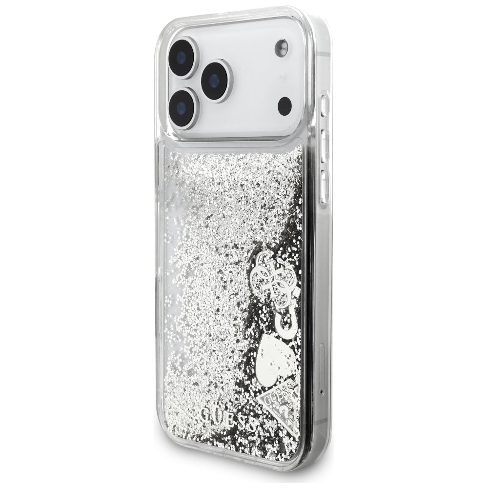 Custodia per Apple iPhone 17 Pro Max, Guess, Liquid Glitter Charms, Argento