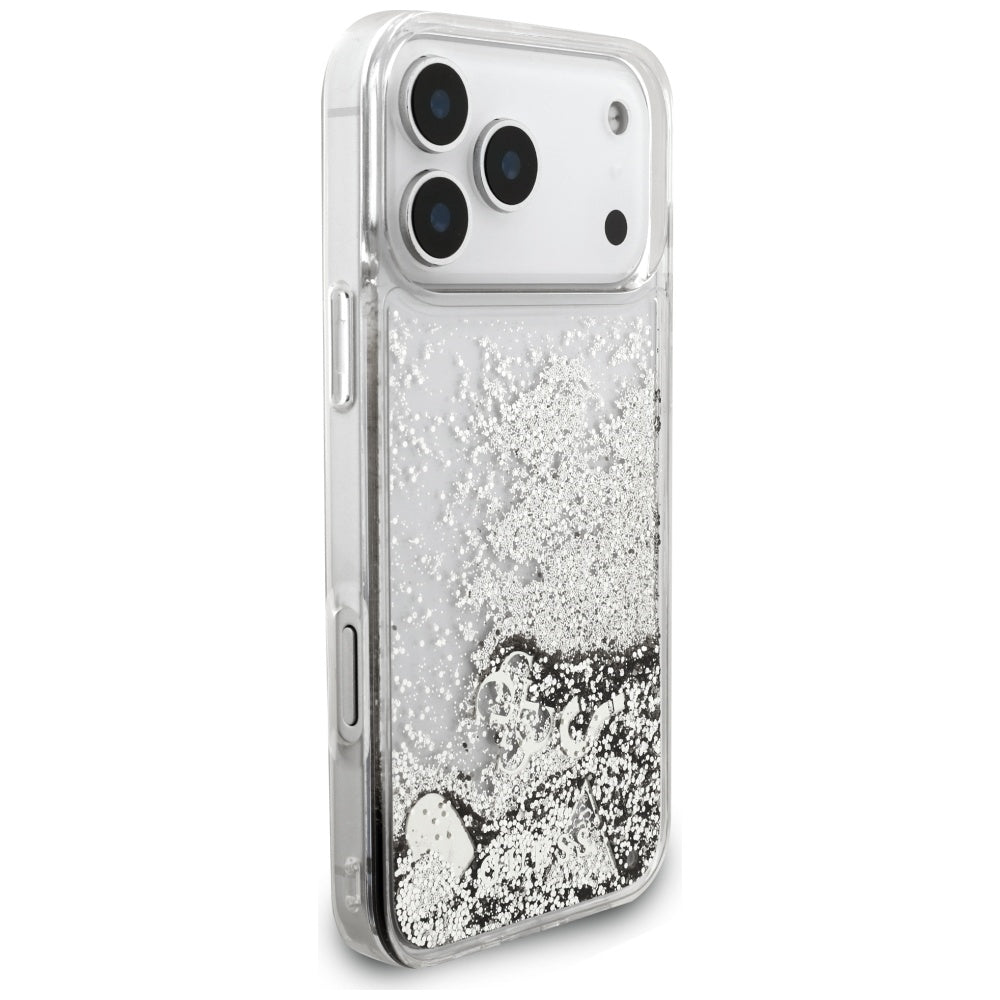 Custodia per Apple iPhone 17 Pro Max, Guess, Liquid Glitter Charms, Argento